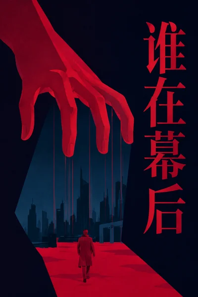 红黑色谁在幕后悬疑海报